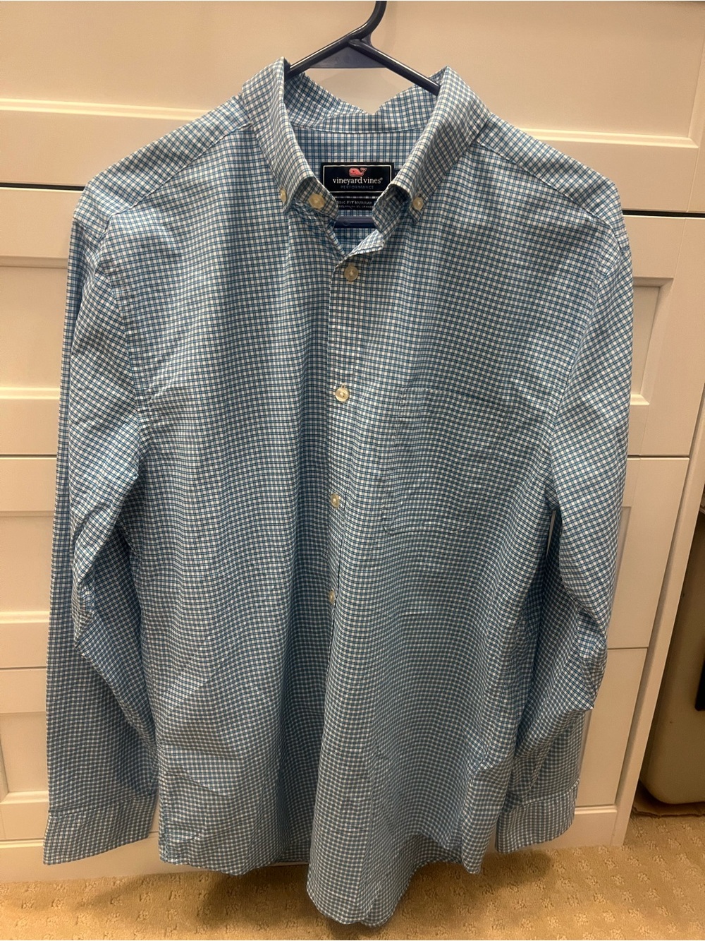 Vineyard Vines Men's Blue Gingham Button-Down Shirt-Size M